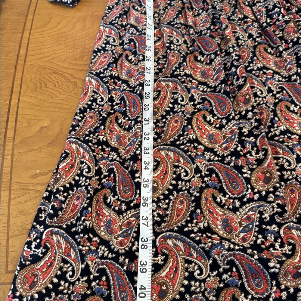 Vintage Taurus II Paisley Midi Dress‎ Smocked Waist ILGWU Union Made Size 6 - Picture 15 of 16